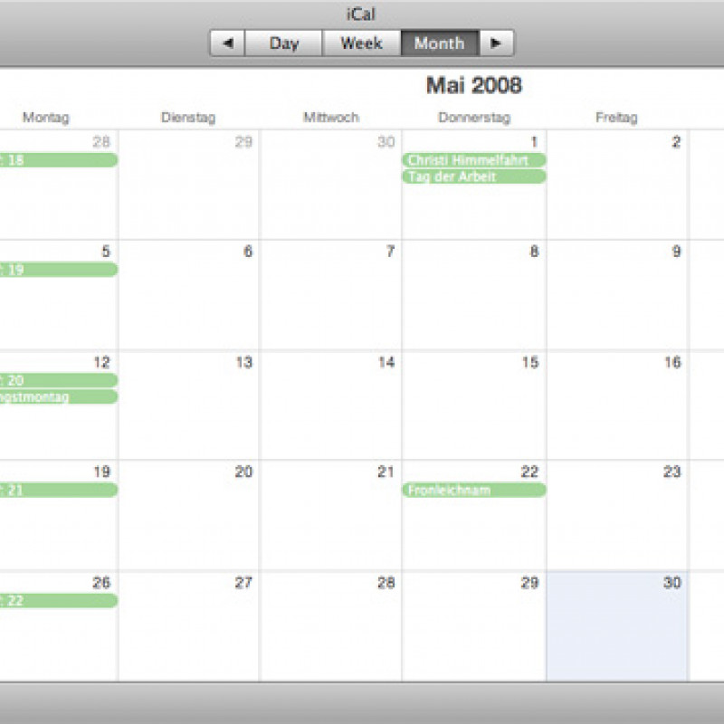 iCal mit automatischem Kalender
