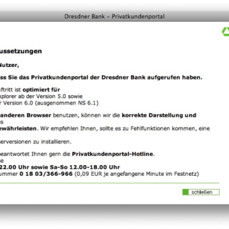 Onlinebanking bei der Dresdner Bank