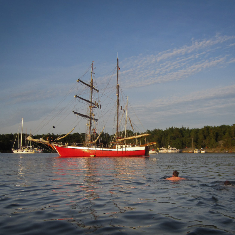 Die Falado im Sonnenuntergang in einer Bucht