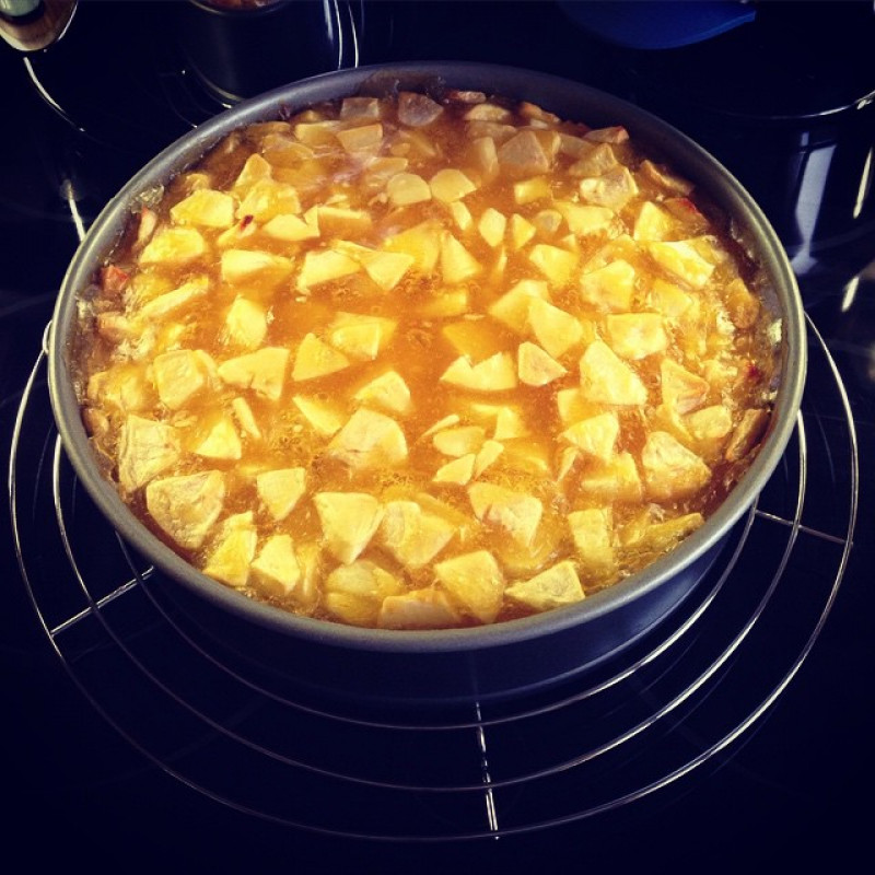 Es ist ein superleckerer Kuchen und er muss bis morgen noch in der Form bleiben. :(
