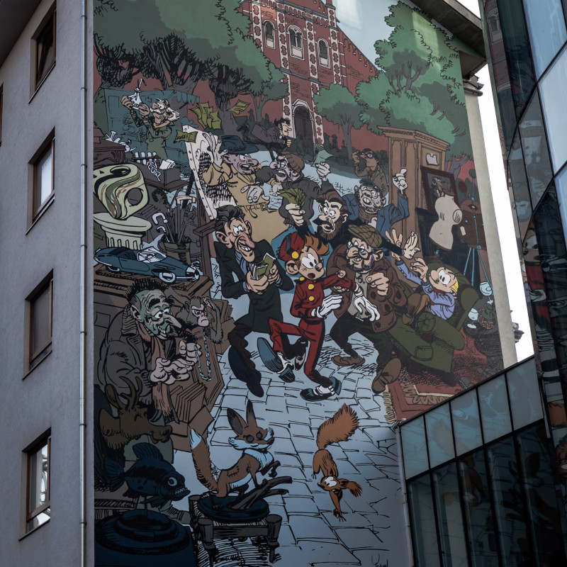 Comic an einer Hauswand in Brüssel.
