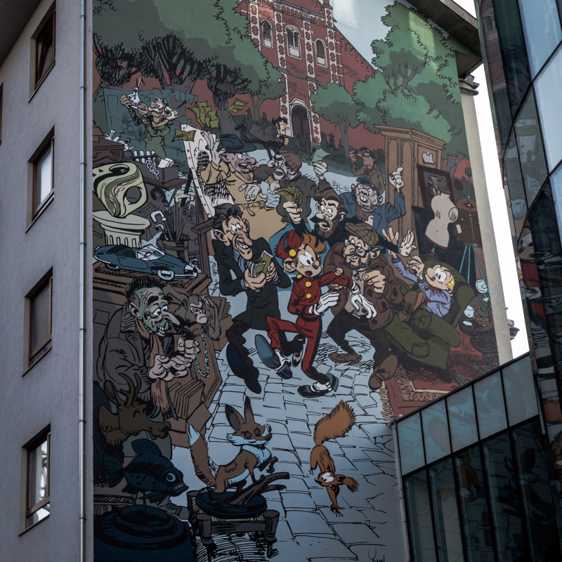 Comic an einer Hauswand in Brüssel.