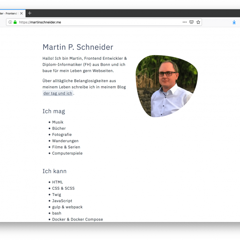 Screenshot der hellen Variante der Webseite martinschneider.me.